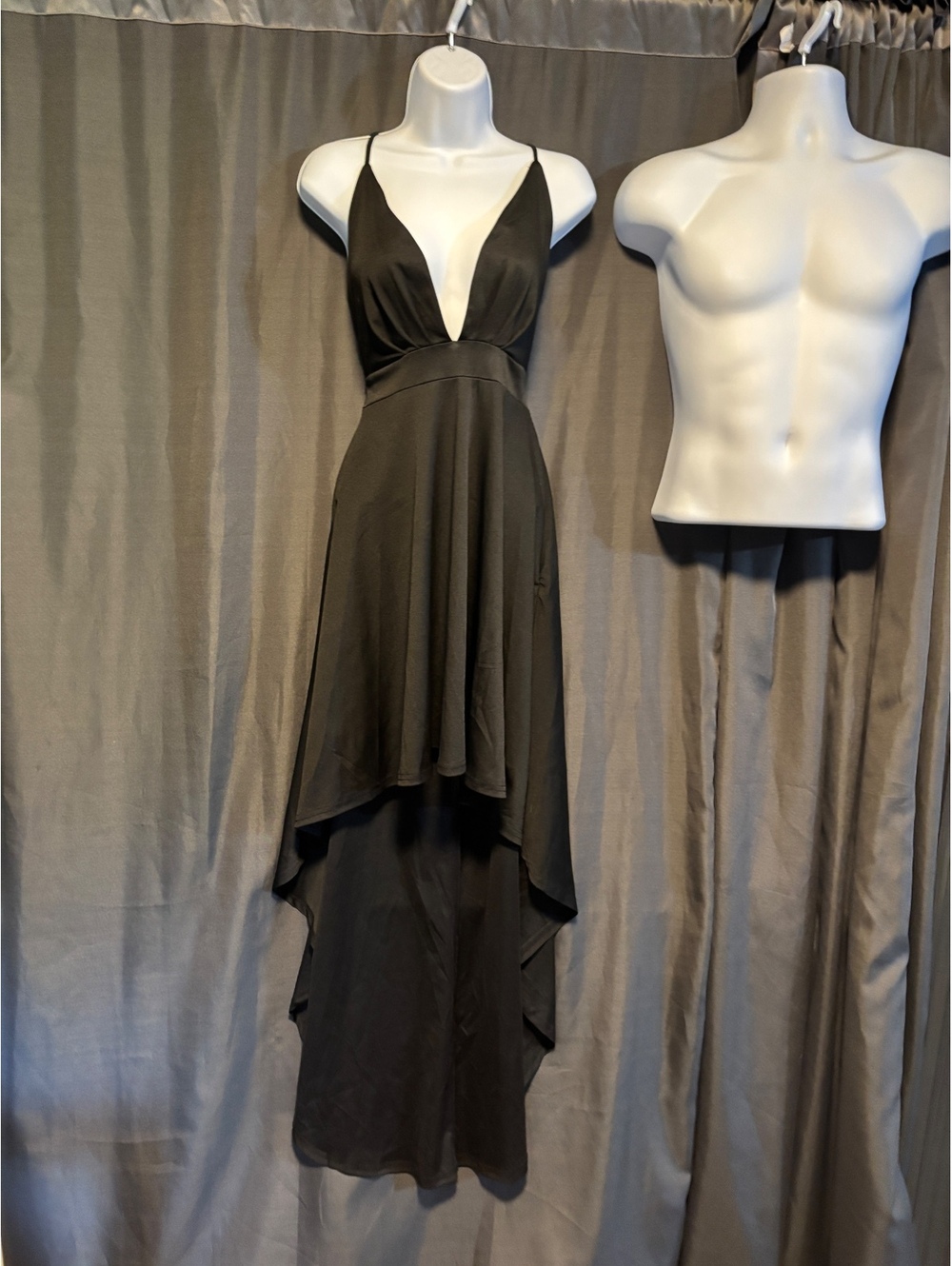 Cupshe Black High-Low Evening Dress with Strappy Back